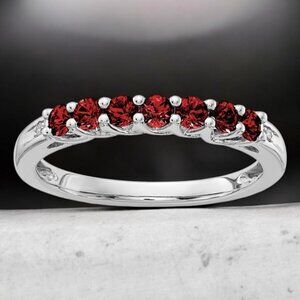 Garnet and Diamond Ring in 10kt White Gold